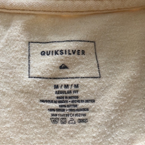 QUIKSILVER Yellow Logo Tee Shirt Men M Medium Regular Fit - Picture 5 of 6